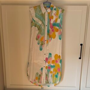 Maeve White Multicolor Sleeveless Midi Dress